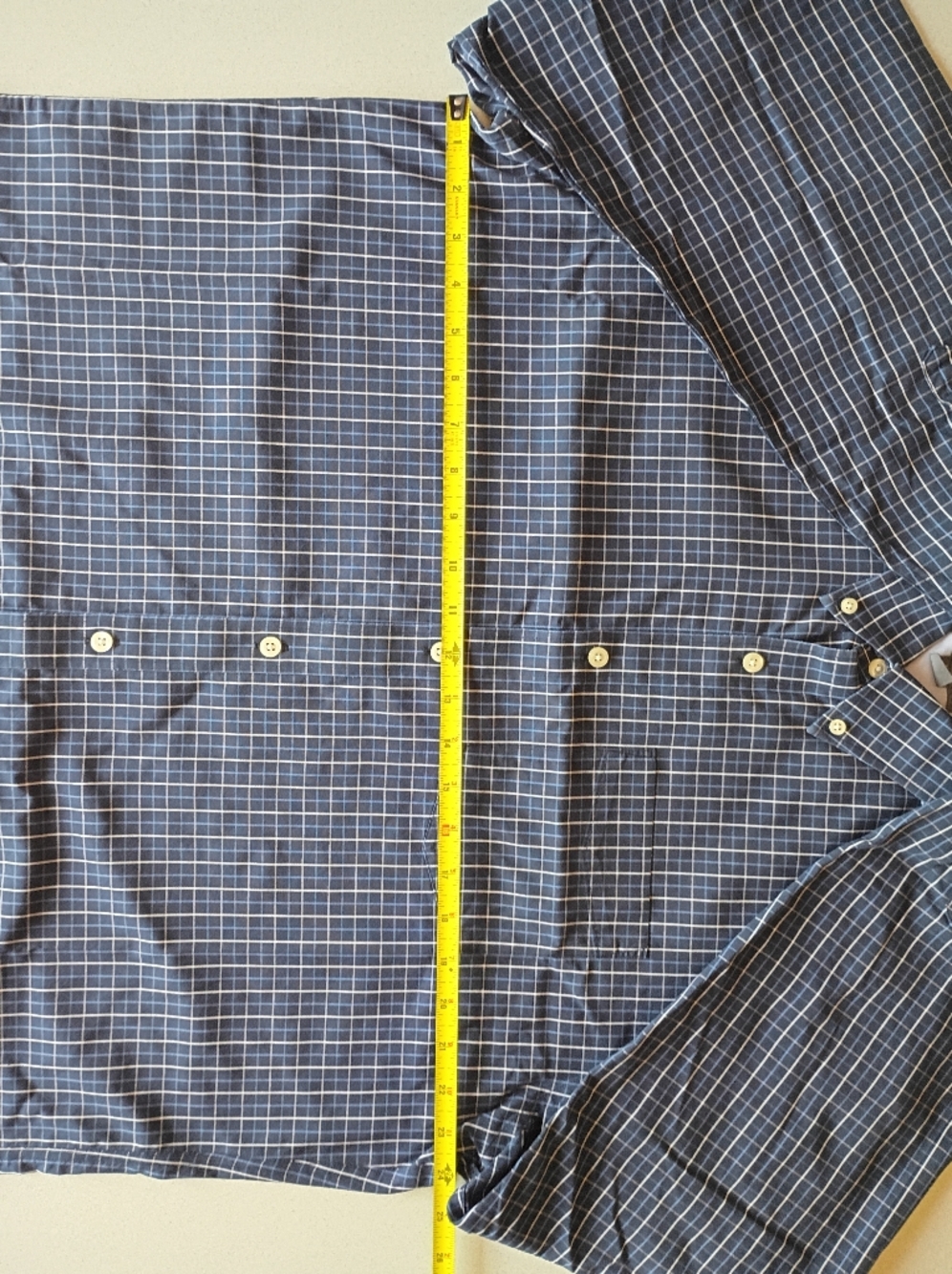 Eddie Bauer Mens TXL Navy Blue White Check Plaid Button Down Dress Shirt XL Tall - Picture 4 of 6